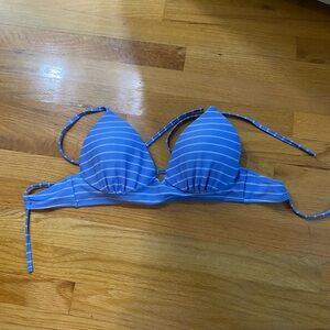 Shade & Shore Blue and White Striped Bikini Top
